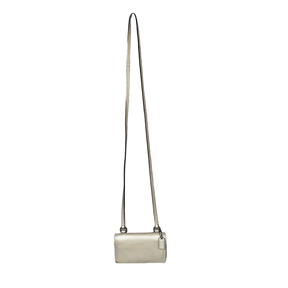 Coach Pearl Cream Metallic Crossbody Wallet Convertible Leather Crossbody Purse - Picture 3 of 14